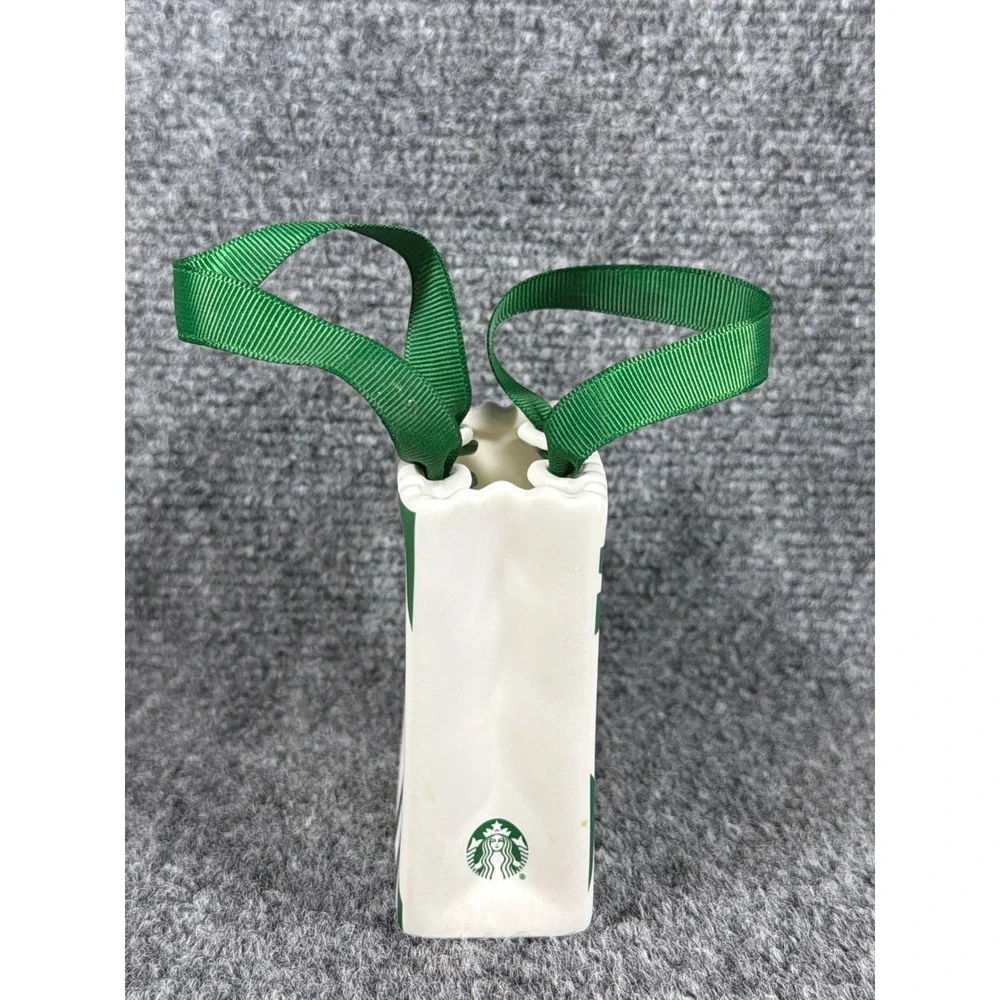 Starbucks 2019 Ceramic Shopping Bag Ornament Siren Logo Green White BVC 19